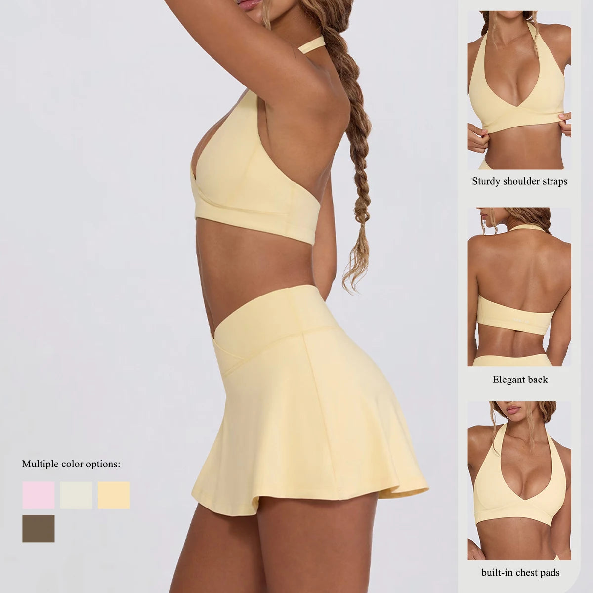 Héra Set – Brassière sculptante & Jupe de tennis intégrée