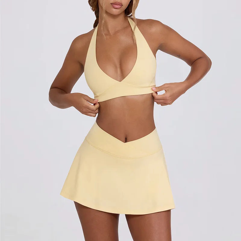Héra Set – Brassière sculptante & Jupe de tennis intégrée